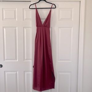 Burgundy Deep V Maxi Dress